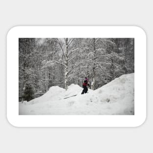 Sledding in Winter Sticker